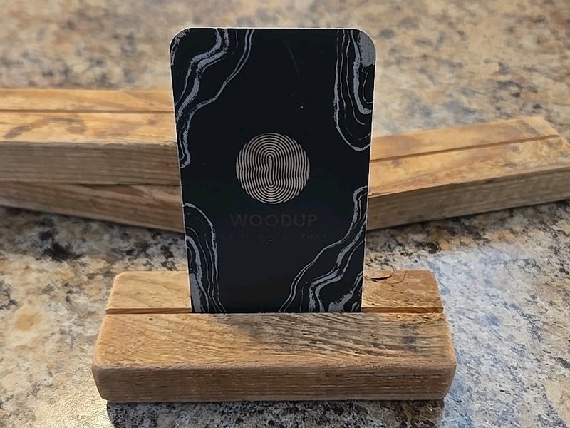 ​4 Pcs Recycled Pallet Wood Business Card Holder 4" Rustic Handmade Desk Display