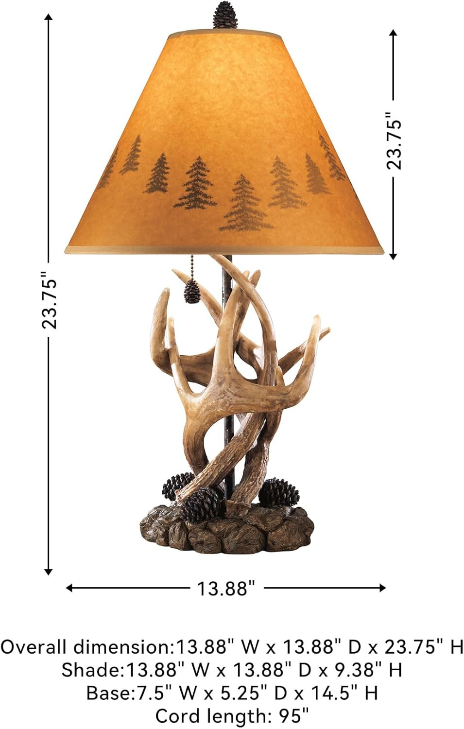 Derek Rustic Cabin Antler Lamp Set, 2 Count, Brown