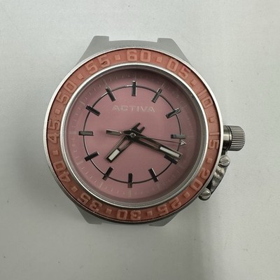 Activa Watch No Band Women Silver Tone Pink 40MM Screwdown Crown New Battery