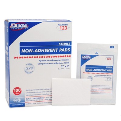 Dukal Sterile Non-Adherent Dressing Rectangle 2 x 3'' 123 100 per Box