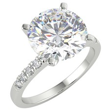 3.5 Ct Round Cut VS1/E Solitaire Pave Diamond Engagement Ring 14K White Gold