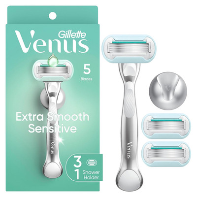 Gillette Venus Extra Smooth Sensitive Women'S Razor with Reusable Handle, 3 Blad