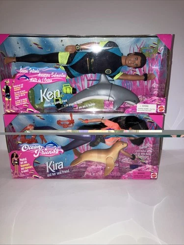 (2) VINTAGE 96’ Ocean Friends Ken & Dolphin Kira & Seal Friend  Barbie Doll NEW