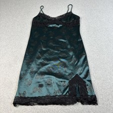 Motel Coti Dress Women 2XL Green Bodycon Satin Lace Rose Floral Sexy Stretchy