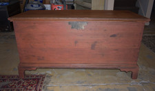 Antique Wooden Blanket Chest Dovetail Trunk-Primitive Furniture