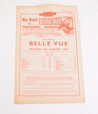 Railway Handbill BR Belle Vue Zoological Gardens 8th August 1960