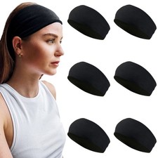 Solid Headband for All Hair Types   6 Pack Wide Headbands for in Soft Stretch...