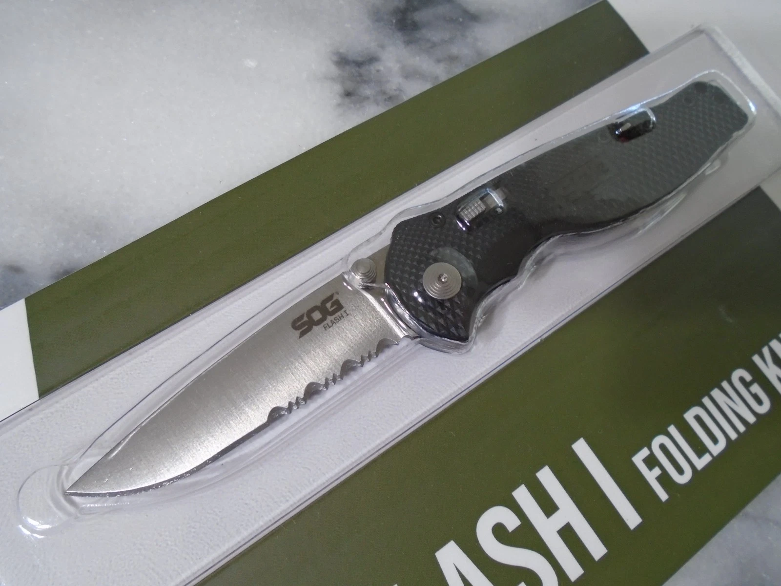 SOG Flash I Assisted Open Pocket Knife Slide Lock Folder 56-57 Aus-8 SOG-FSA-97 - product detail image 5