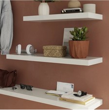 B&Q GoodHome Cusko White Rectangular Floating shelf (L)80cm x (D)23.5cm