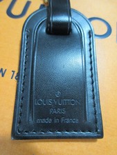 Louis Vuitton Luggage Tag Small Black Leather w/ brass hardware  NO INITIALS