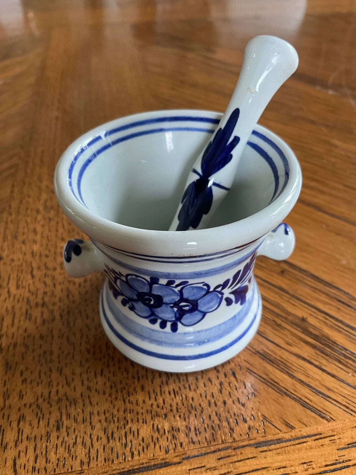 Vintage Royal Delft Holland Blue & White 5cm Apothecary Mortar & Pestle