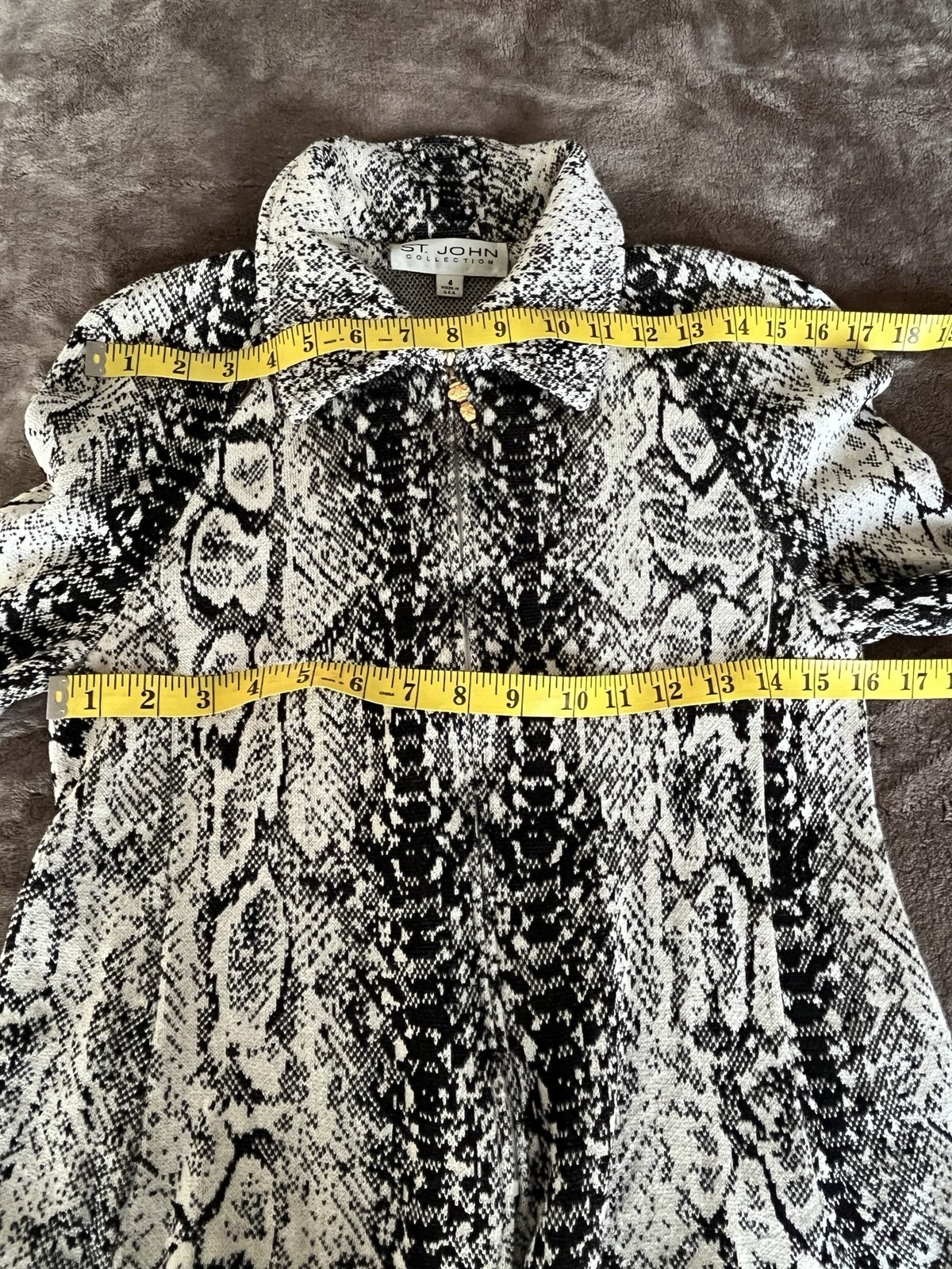 St. John Black White Knit Python Pattern Blazer J… - image 10
