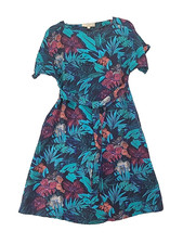 Loft Dress Womens XXSP Blue Flowers Linen Blend Casual Tropic Summer Boho