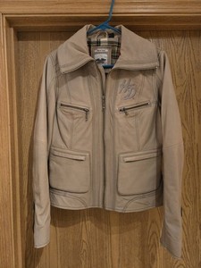 Genuine Harley Davidson Riding Gear Leather Jacket, Beige Women's Size M