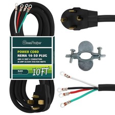 4 Prong Dryer Cord 10 Ft, 4 Wire Plug, 30 Amp Appliance Power Cord, NEMA 14-3...