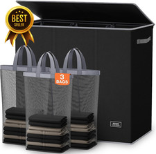 Large Laundry Hamper 3 Section with Laundry Bag, XL Clothes Basket