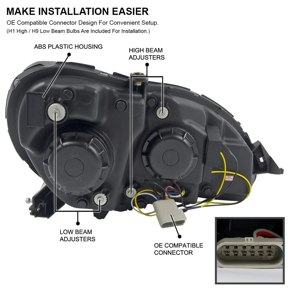 Fits 1998-2006 Mercedes Benz W220 S-Class Upper LED Signal Projector Headlights — 第 4/4 张图片