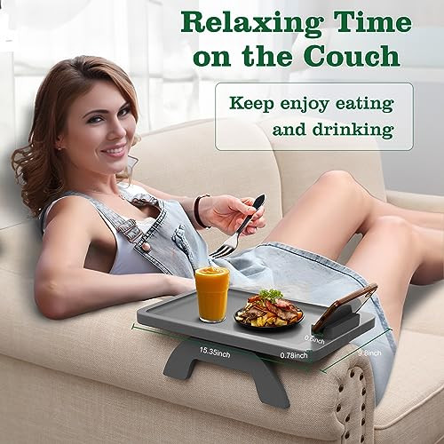 Couch Arm Table,Sofa Clip on Tray for Armrest Tray with Phone Holder,Couch - Picture 6 of 7