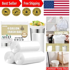 Durable Small Trash Bags - 100 Count, Scent-Free 4 Gallon Liners for Daily Use