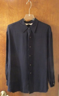 Anne Klein Women's Sheer Blouse ~ 100% Silk ~ Long Sleeve ~ Color Black, Size 10