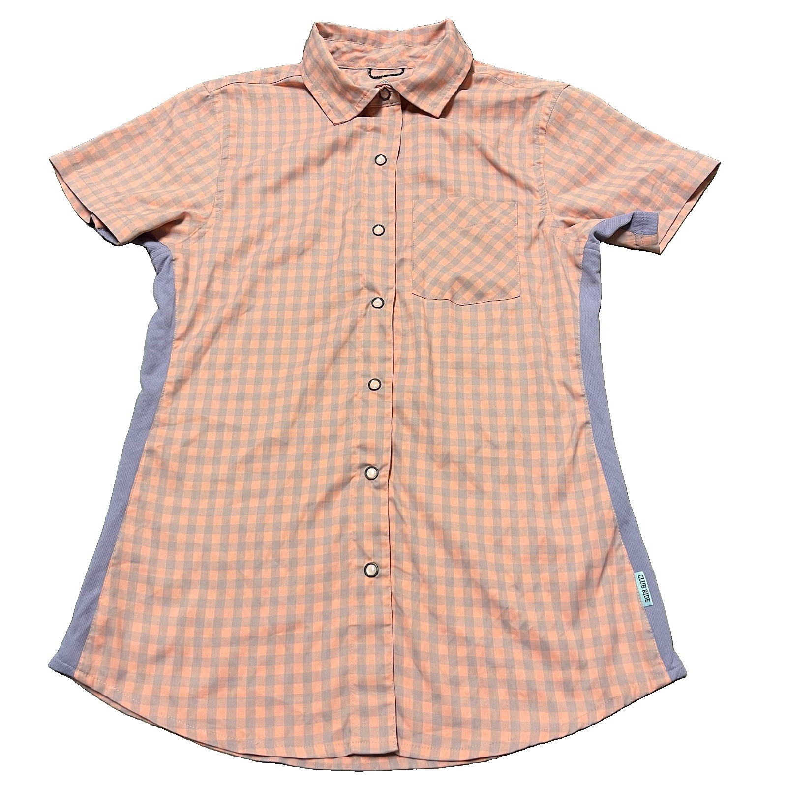Camisa de ciclismo Club Ride bandara para mujer talla pequeña púrpura melocotón malla lateral a cuadros