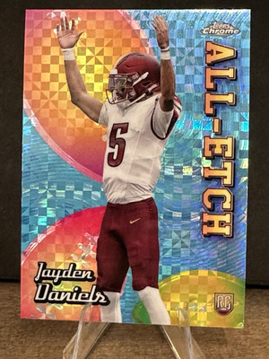2024 Topps Chrome Jayden Daniels * All Etch * Blue Xfractor Rookie RC CAE-JD