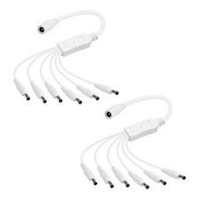 12V DC Power Splitter Cable 1 to 6 Way Y Adapter 5.5x2.1mm CCTV Camera 2 Pack