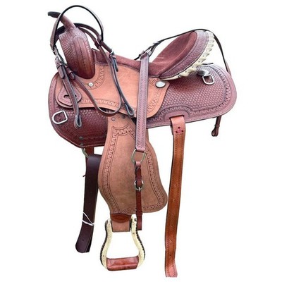 Horse Saddle Leather Western Barrel Racing Racer Trail Tooled Carved Equestrian