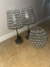 Set of 2 crystal ring table lamps with touch control & Matching Lampshade
