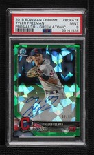 2018 Bowman Chrome HTA Green Atomic Refractor 32/99 Tyler Freeman PSA 9 Auto 3pb