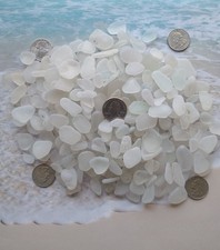 LOT of Genuine White Sea Glass 1 1/2 lbs CRAFT Quality
