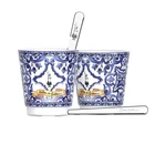 Bialetti Dolce & Gabbana Cups Set of 2 D&G Blue Coffee Tazzine + 2 Gold Stirrers