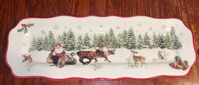 Better Homes Gardens Winter Forest Heritage Collection Santa Deer Platter Tray
