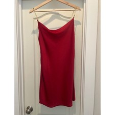Y2K Urban Outfitters dress with gold chain straps. Dark red Size Small