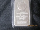 5 Troy oz Morgan  999 Fine Silver Bar Sealed in soft plastic