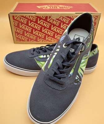 Vans Off the Wall Atwood Floral Skate Shoes Dark Blue Lavend Women's Size 9