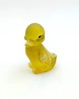 Vintage Fenton Handpainted Yellow Satin Art Glass Duck Figurine Signed