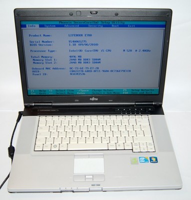 Fujitsu LifeBook E780 15,4'' | i5 M520 2,4GHz | 4 GB DDR3 | Win 7 | ohne HDD