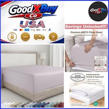 Twin XL Cotton Sateen Fitted Sheet 400 TC Deep Pocket Dusky Lavender Grey