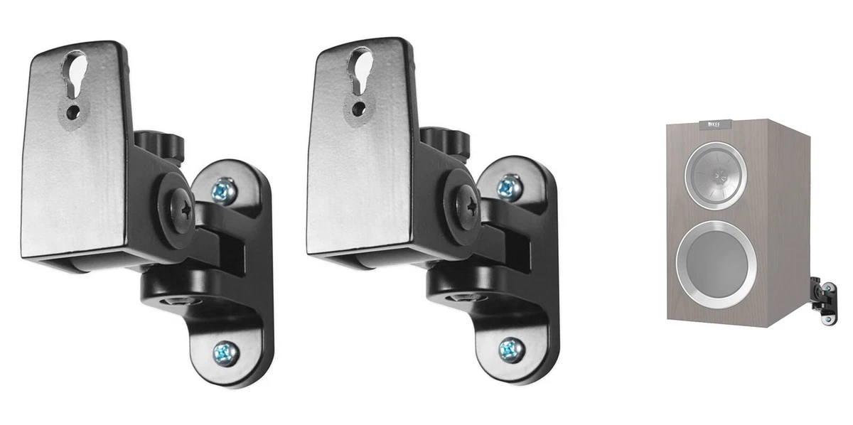 Pair Hidden Wall Mount Swivel Brackets For KEF R300 Bookshelf Speakers