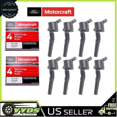 SET OF 8 IGNITION COIL 508 BLACK + 8 MOTORCRAFT SPARK PLUG SP479