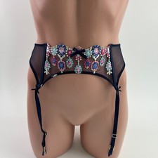 Victoria's Secret Dream Angels Floral Embroidered Garter Belt  Black  XS/S  NWT