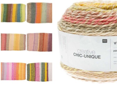 RICO CREATIVE CHIC-UNIQUE jedes Knäul Unikat Farbverlauf! (200g, Farbauswahl)