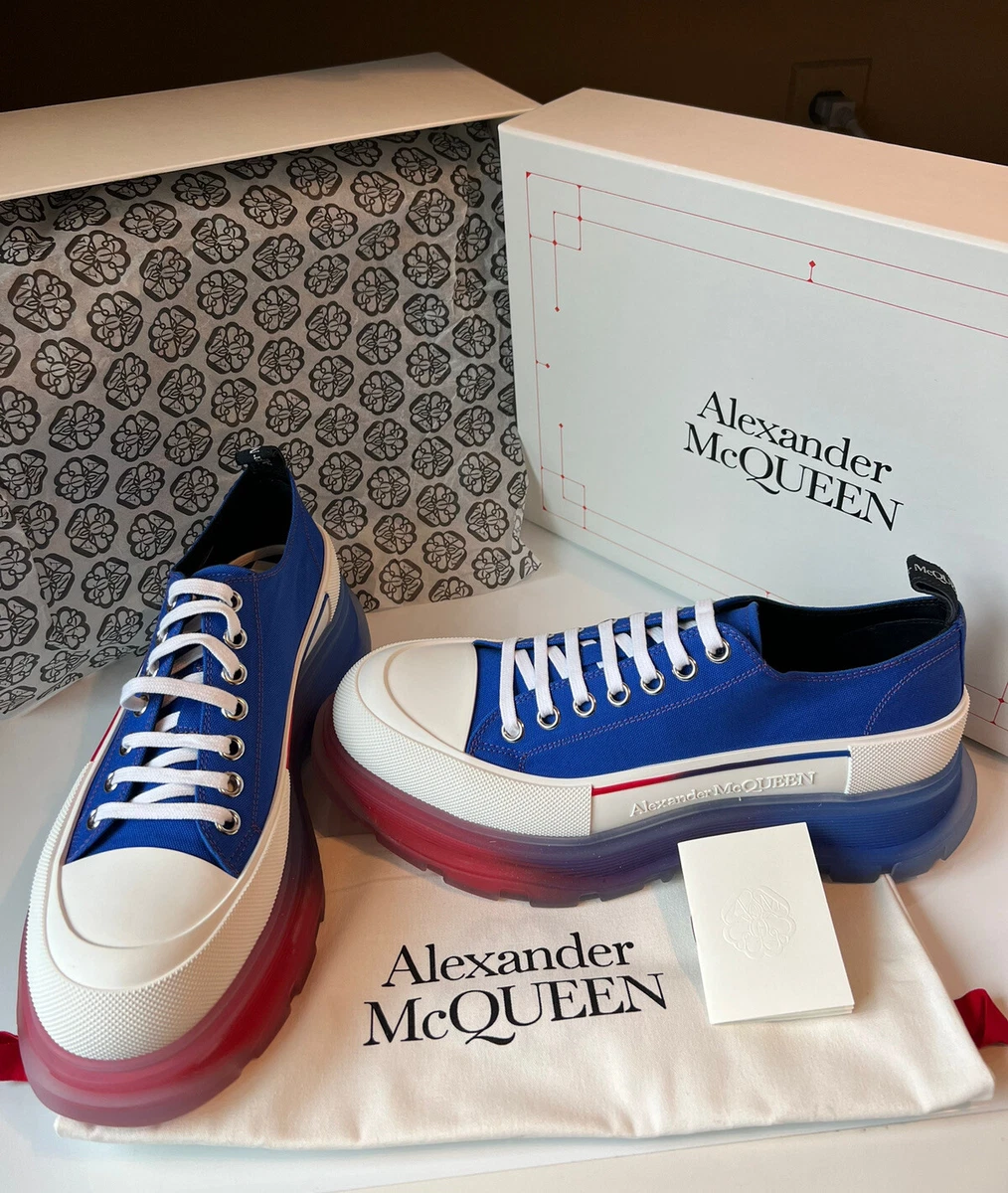 Mens Alexander McQueen Blue Canvas Oversized Sneakers Size 12 45