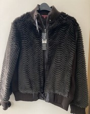 John By John Richmond Debenhams Ladies Fur Bomber Jacket Chocolate Size 18 New