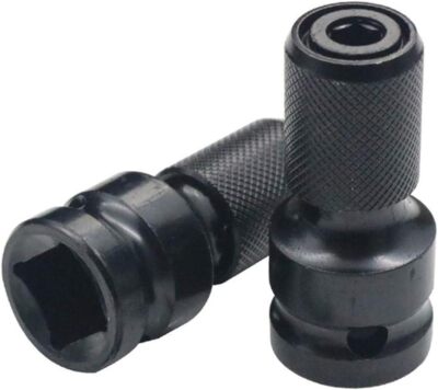 2PCS 1/2 in Square Drive to 1/4 in Hex Female Socket Converter Chuck Adapter