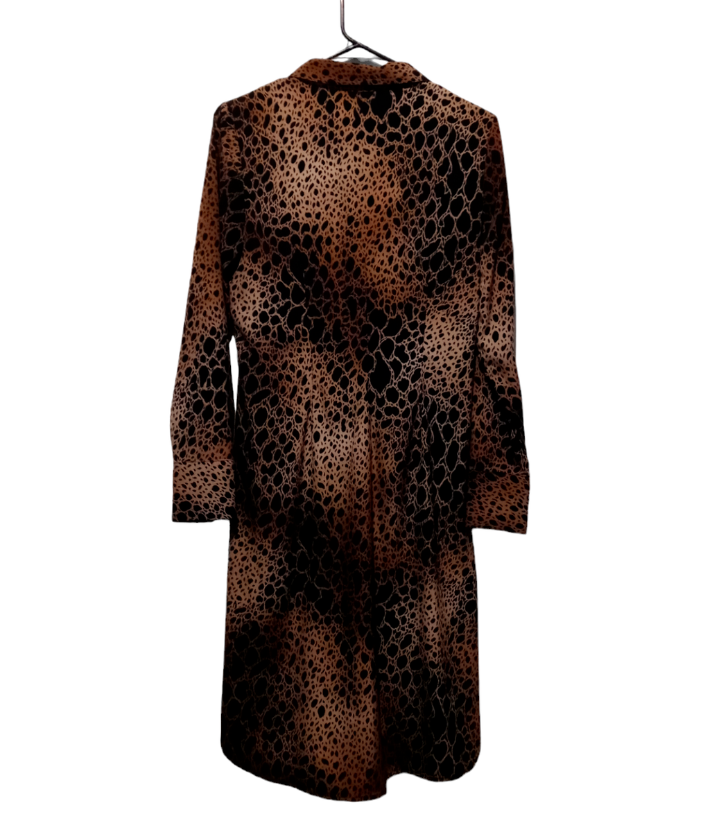 alfani shirt dress Alfani Animal Print Shirt Dress Long Sleeve Front Tie Size 4