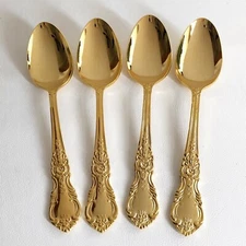 4 TEASPOONS HOME CONCEPTS GOLDEN VERSAILLES 24K GOLD ELEC PLATE VINTAGE JAPAN