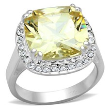 9.52Ct Cushion Cut Citrine Yellow CZ Halo 925 Sterling Silver Engagement Ring