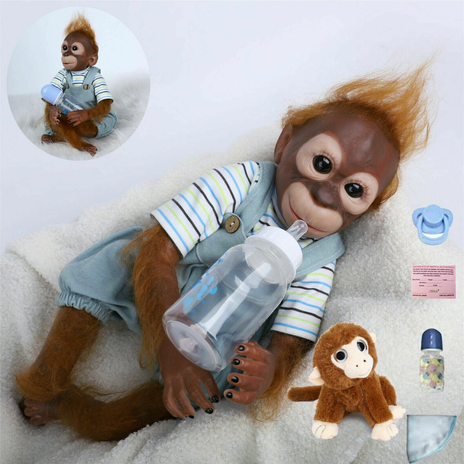 Baby Handmade Monkey Realistic Soft Vinyl Silicone Newborn G